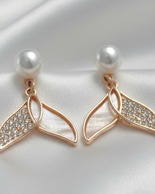 Luxury Rose Gold Pearl/Stone Earrings DFE023