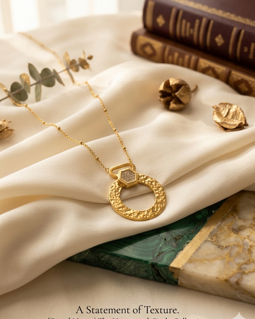 Hammered  Circle Statement 18K NeckChain (ANTNC019)