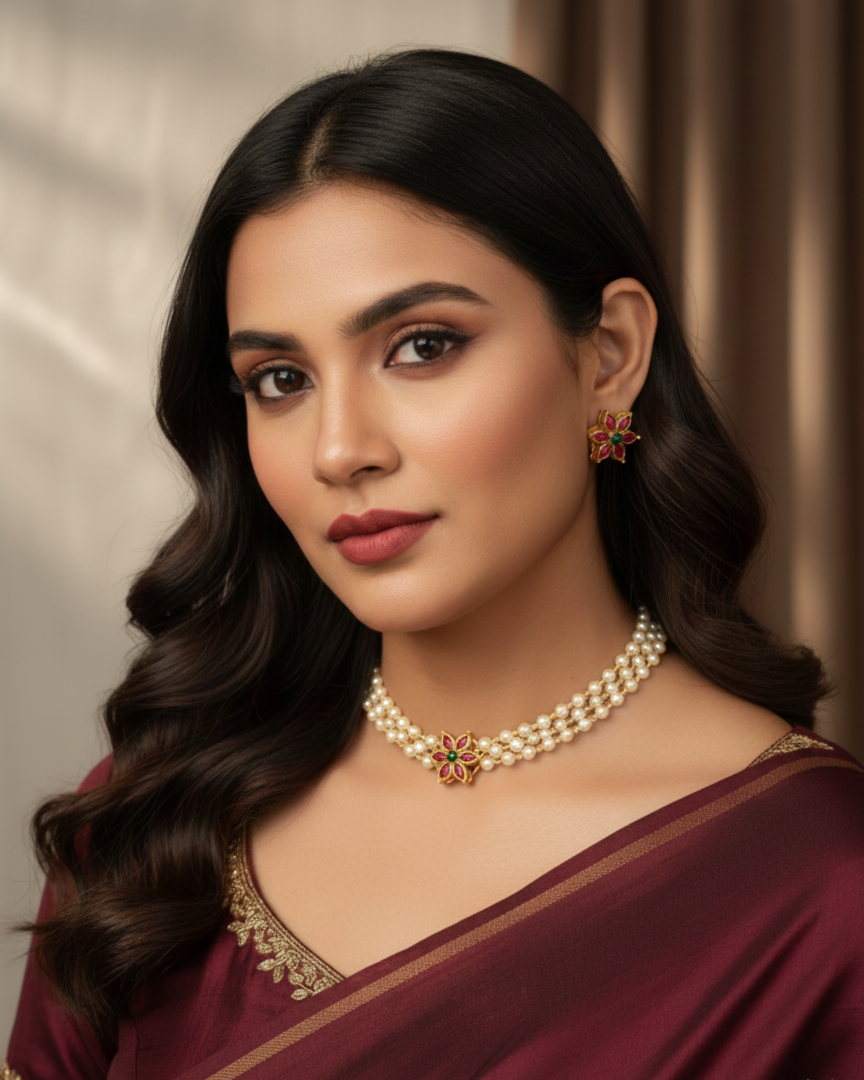 Floral Pearl Choker MIN008