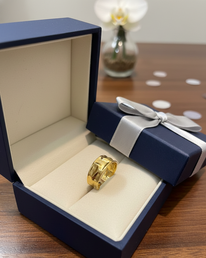 Hand-Finished Gold Adjustable Ring RNG003