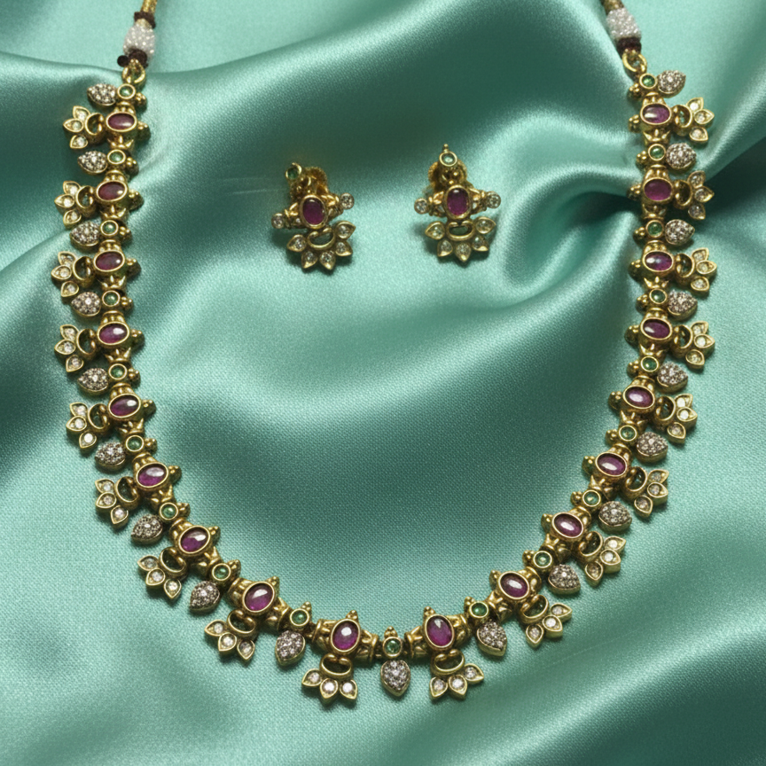 Minimal Multi color Victorian Necklace VCT001