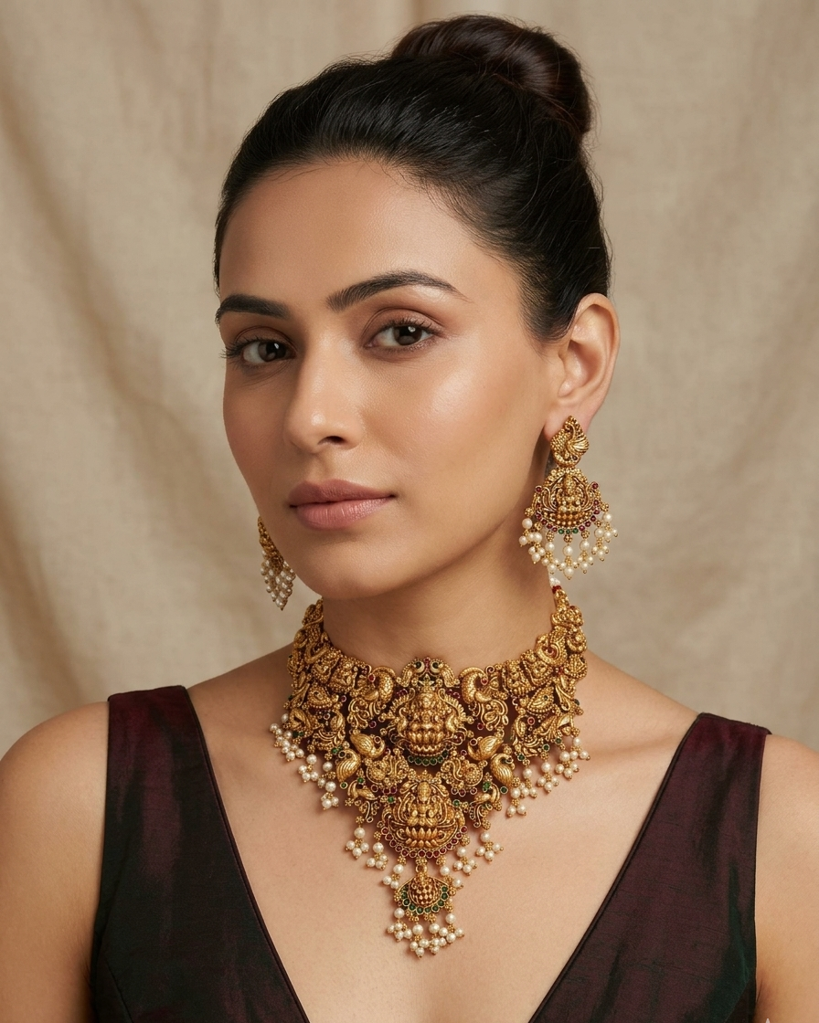 Bridal Temple Heavy Necklace Set TN008