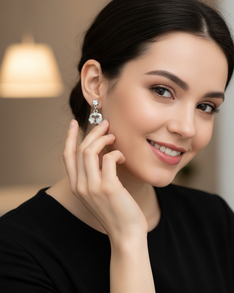 Pure 925 Silver Whimsical Flutter Heart drops earrings. 925/013