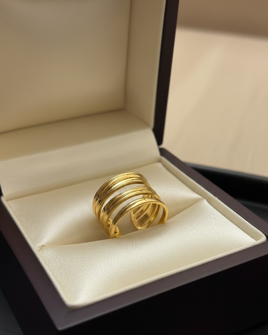 Triple-Layered Gold Band Ring RNG006