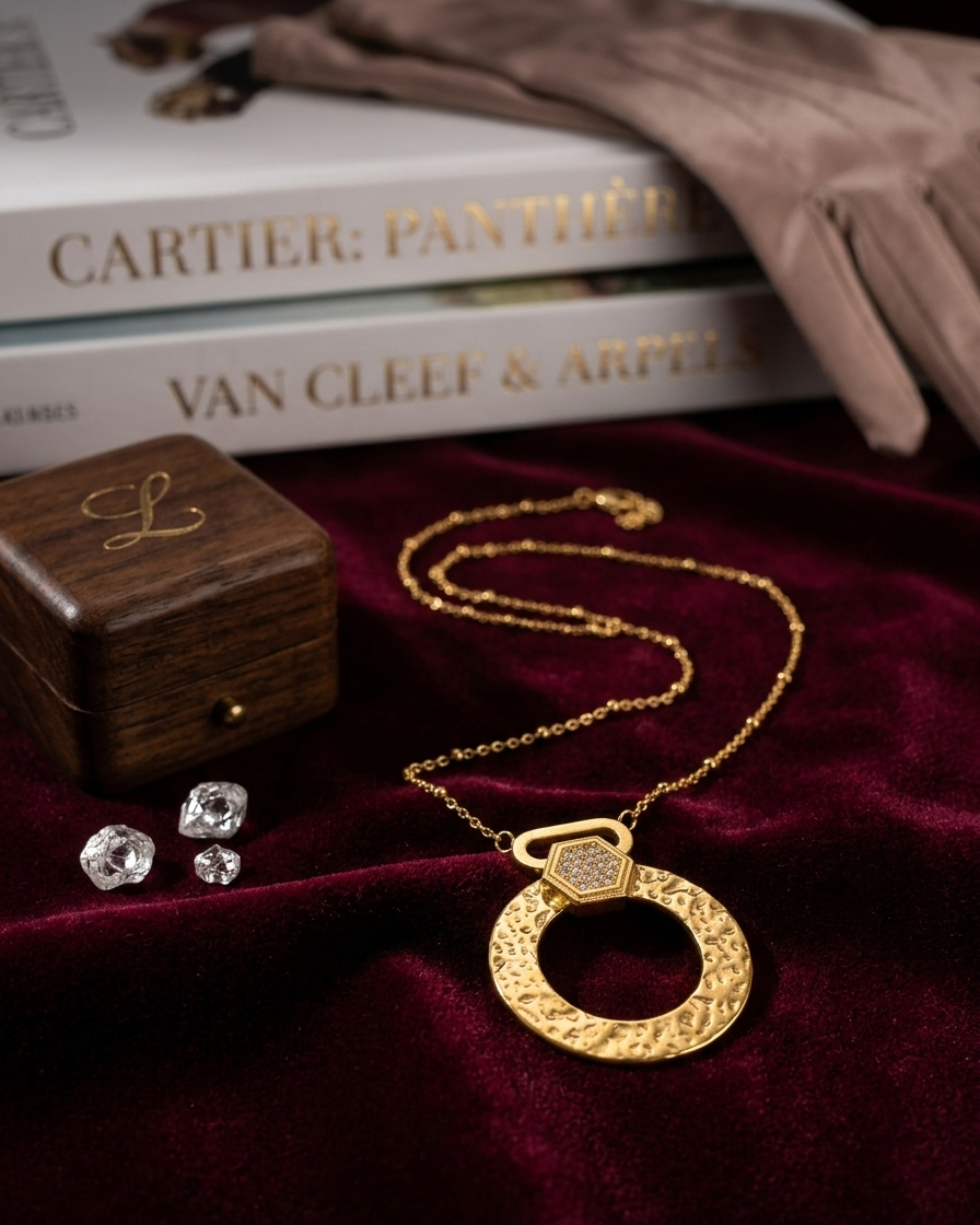 Hammered  Circle Statement 18K NeckChain (ANTNC019)