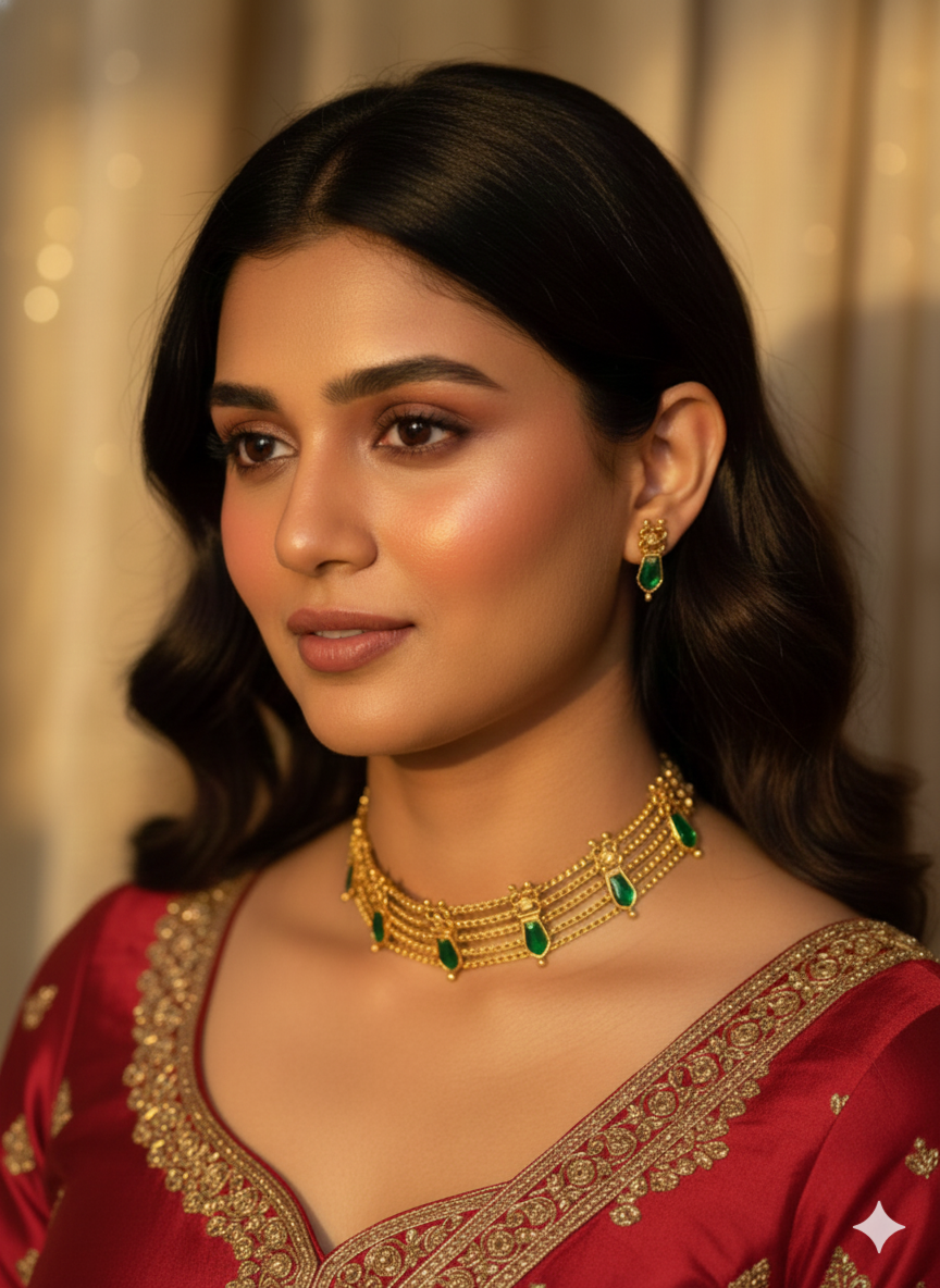 Antique Green Leaf Choker Set CH003