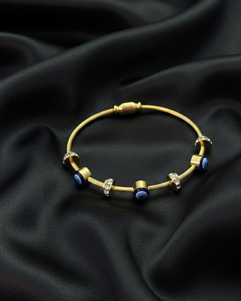 Stylish Minimal Evil Eye Bracelet with Crystals BRC017