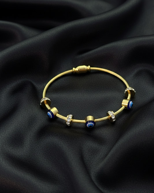 Stylish Minimal Evil Eye Bracelet with Crystals BRC017