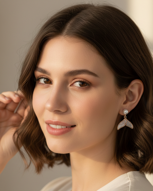 Luxury Rose Gold Pearl/Stone Earrings DFE023