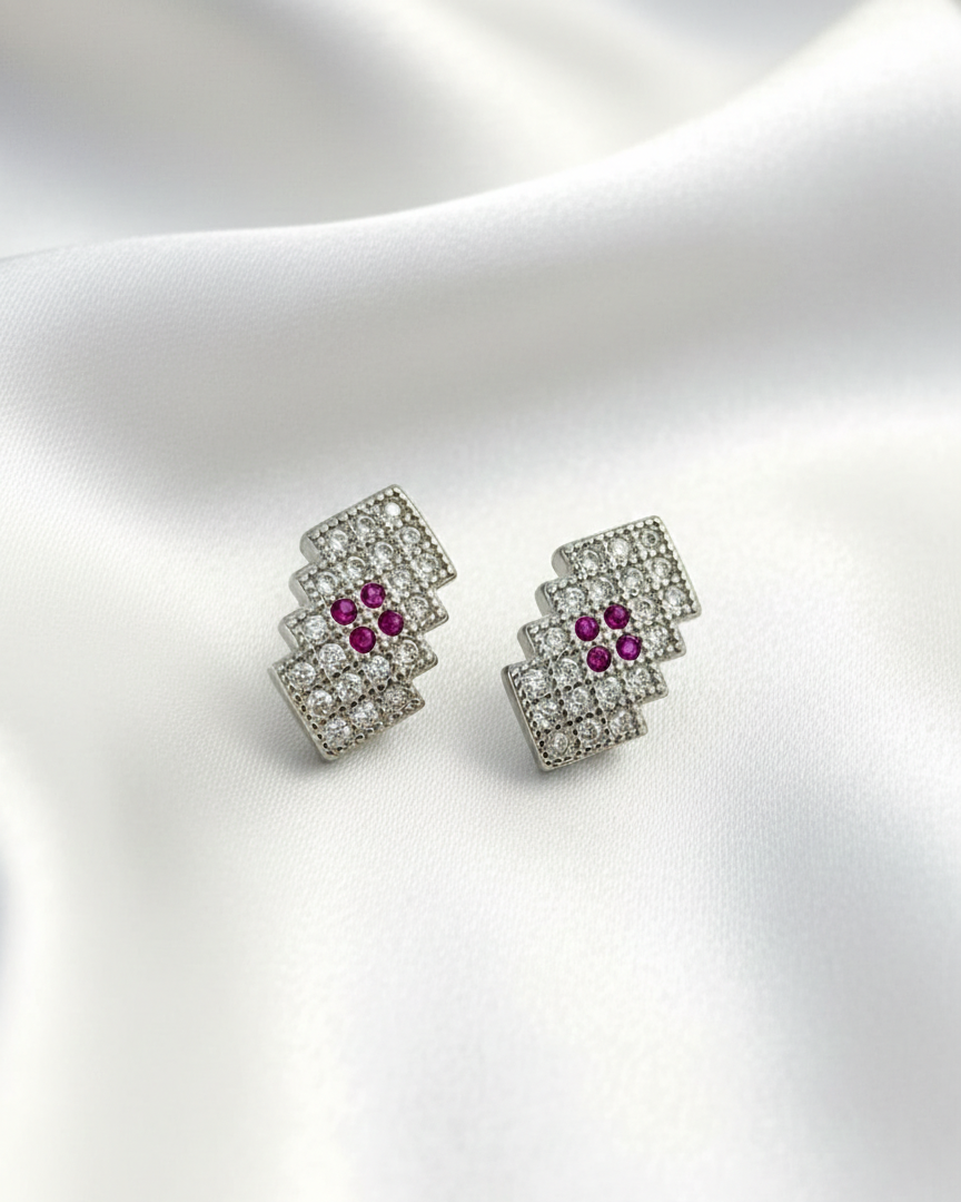 Pure 925 Art Deco Radiant Rhombus Studs 925/011
