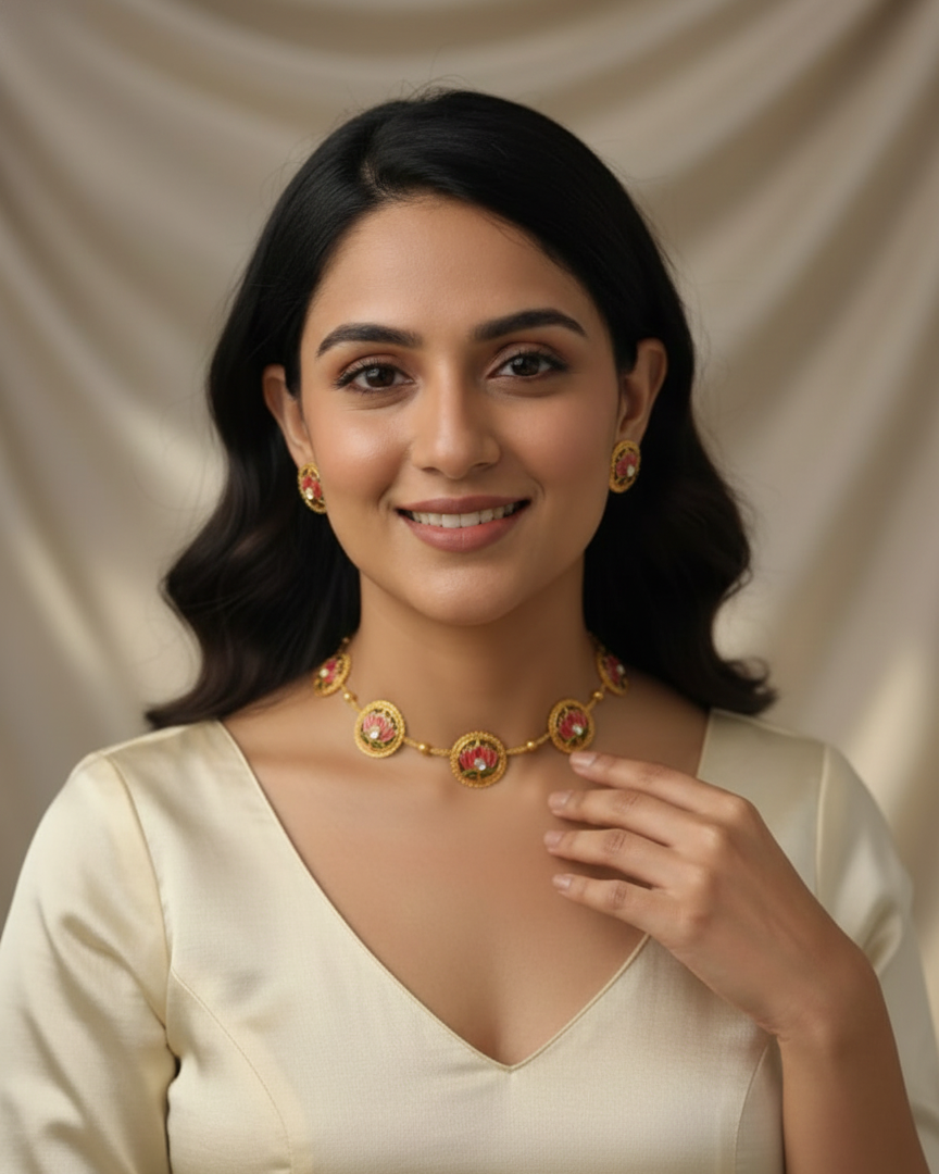 Minimal  Pink Lotus Choker MIN001