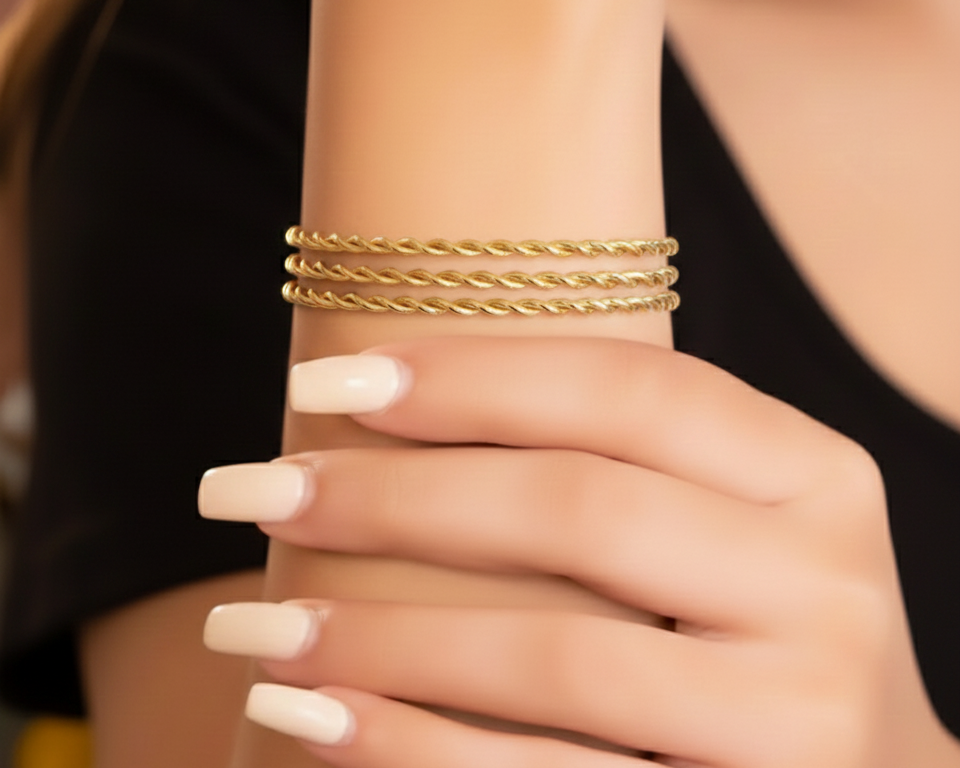 Classic Gold Rope Chain Bangle Bracelet BRC004