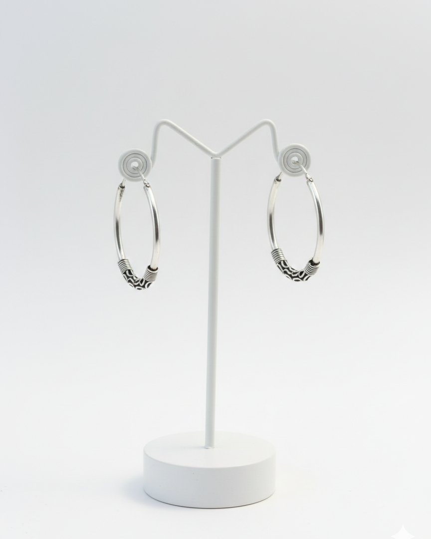 hoop925 Pure Sterling Silver Handcrafted Tribal Style Hoops. Small Size. 925/006