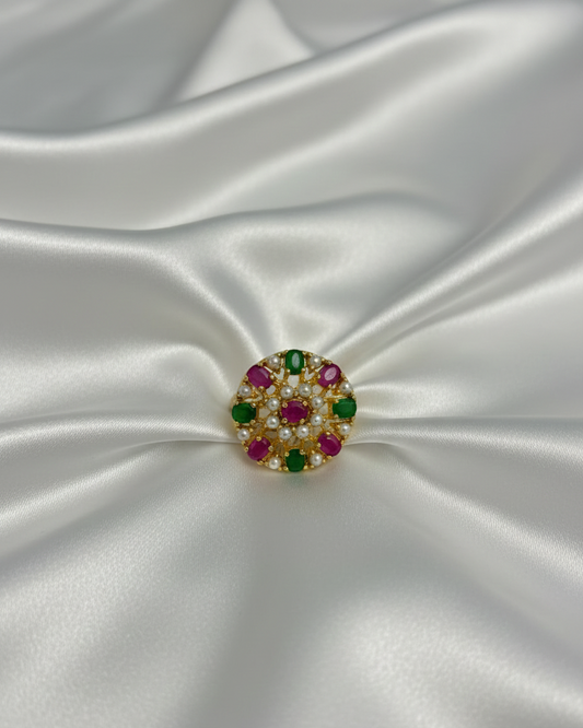 Real Pearl and Multi Color Stone Ring RNG014