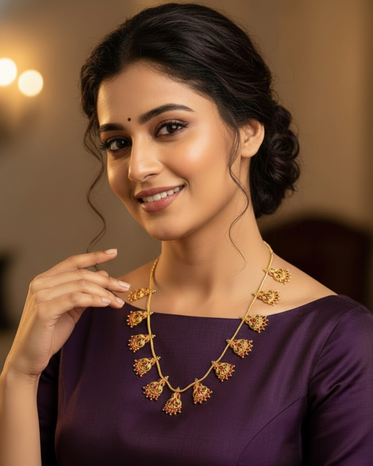 Peacock Motif Temple Necklace Set LN16