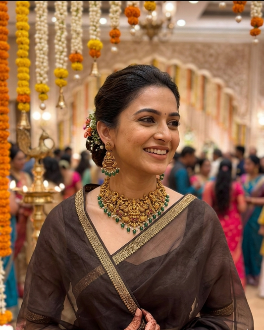 Royal Emerald Laxmi Bridal Necklace Set TN002