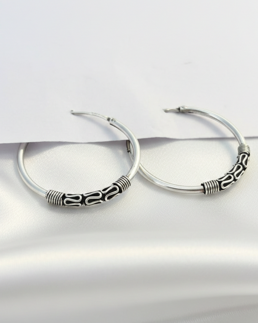hoop925 Pure Sterling Silver Handcrafted Tribal Style Hoops. Small Size. 925/006