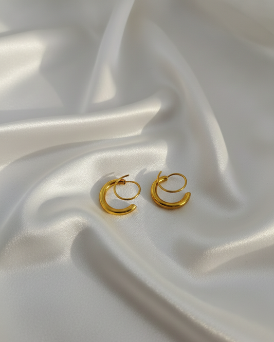 Minimal Gold Spiral Hoop Earrings DFE002