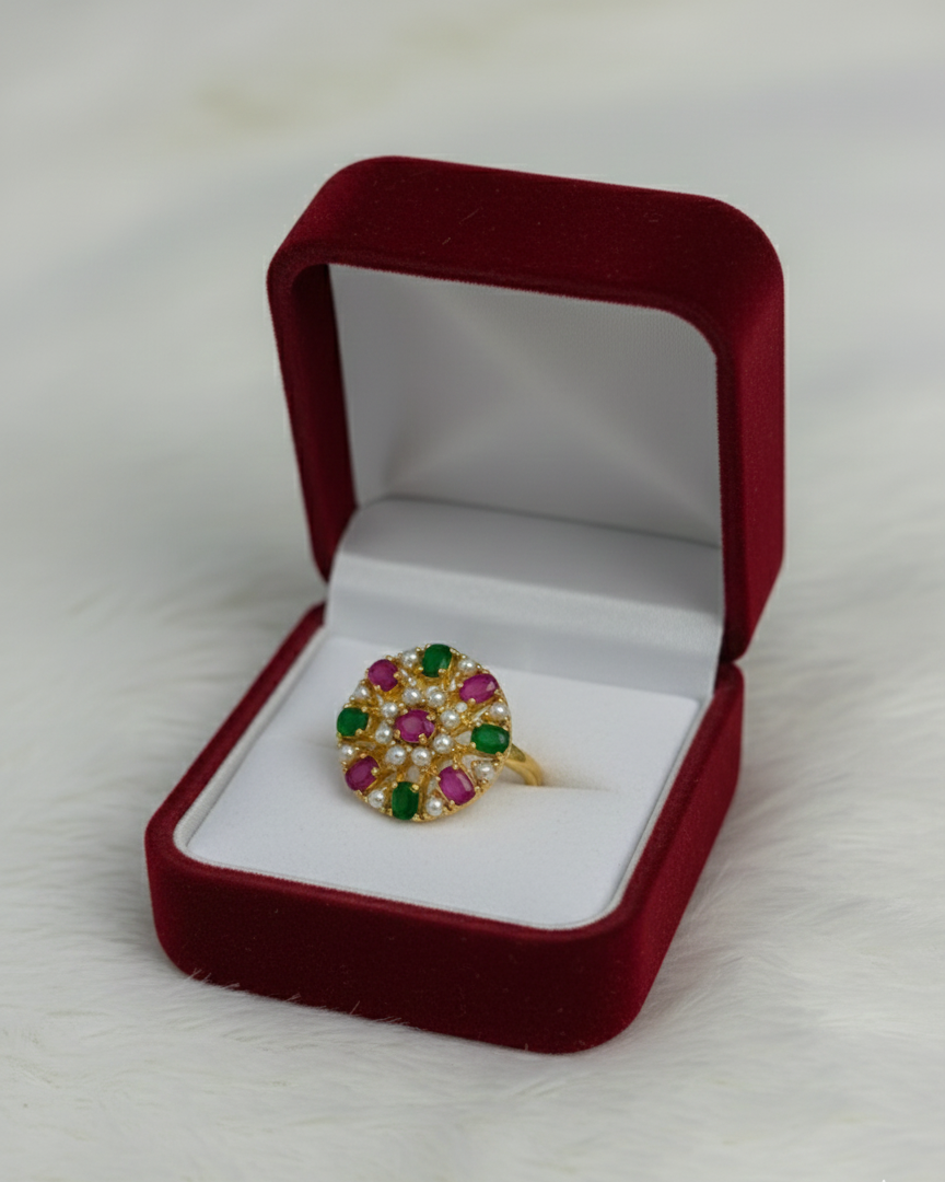 Real Pearl and Multi Color Stone Ring RNG014