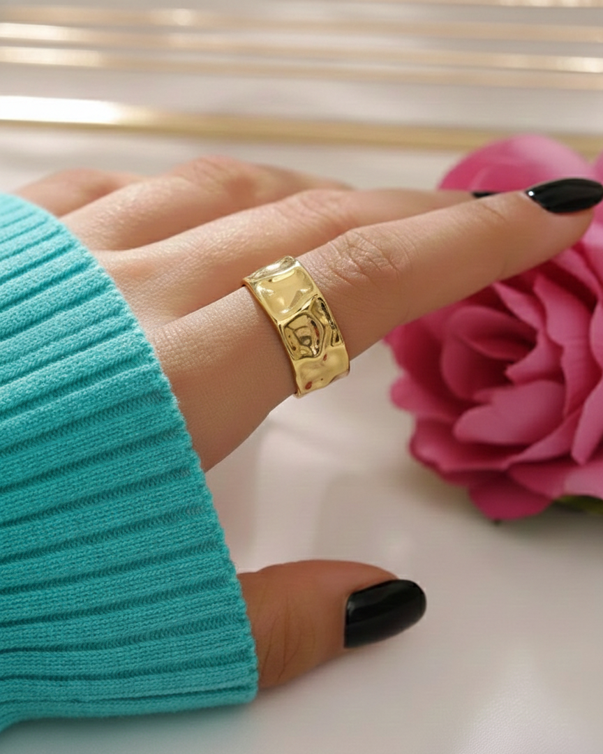 Hand-Finished Gold Adjustable Ring RNG003