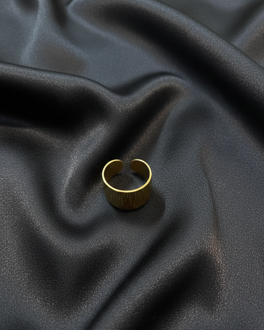 18K Gold Plated Wide Textured Band Ring RNG008