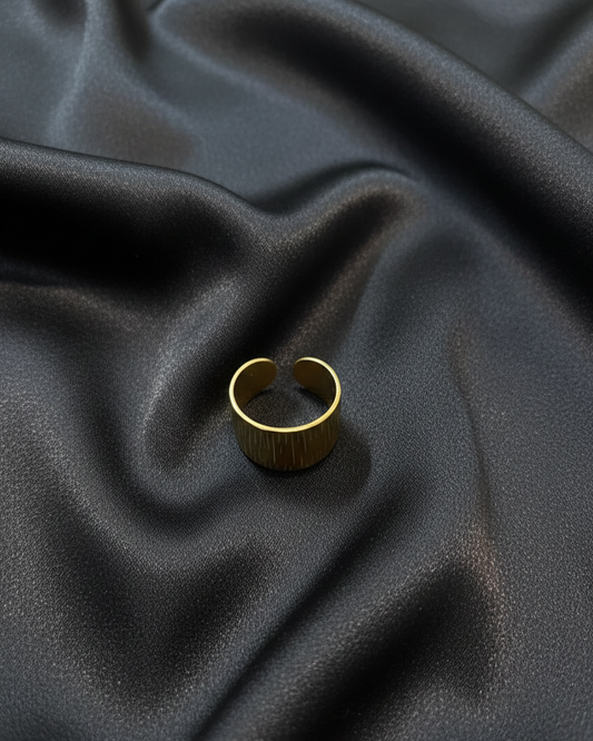 18K Gold Plated Wide Textured Band Ring RNG008