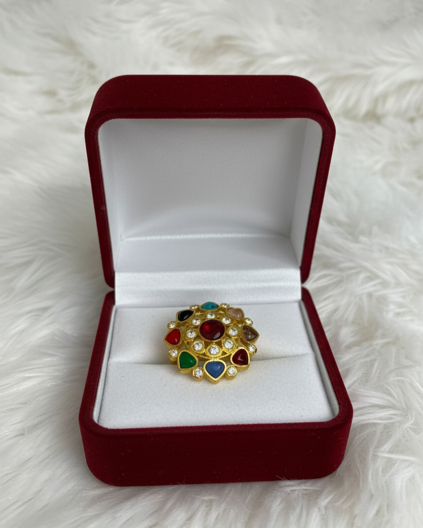 Premium Navaratna Ring with 18K Gold Plated RNG015