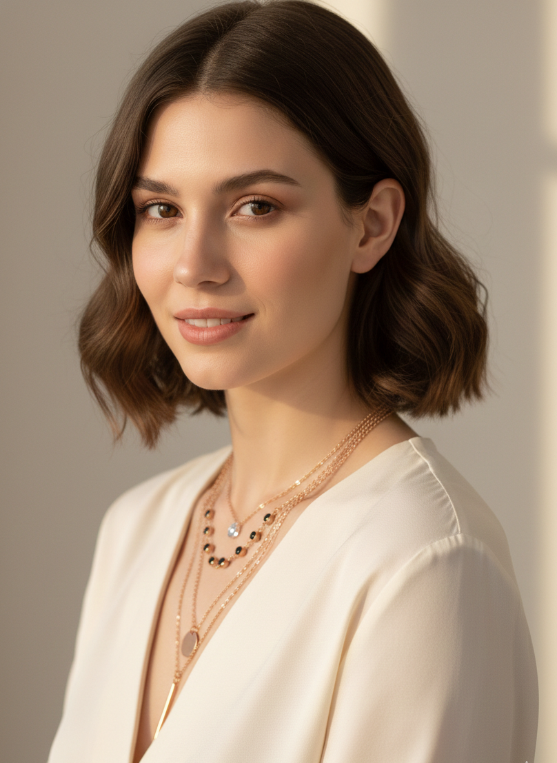 Modern Rose Gold Multi layered Necklace ANTNC018