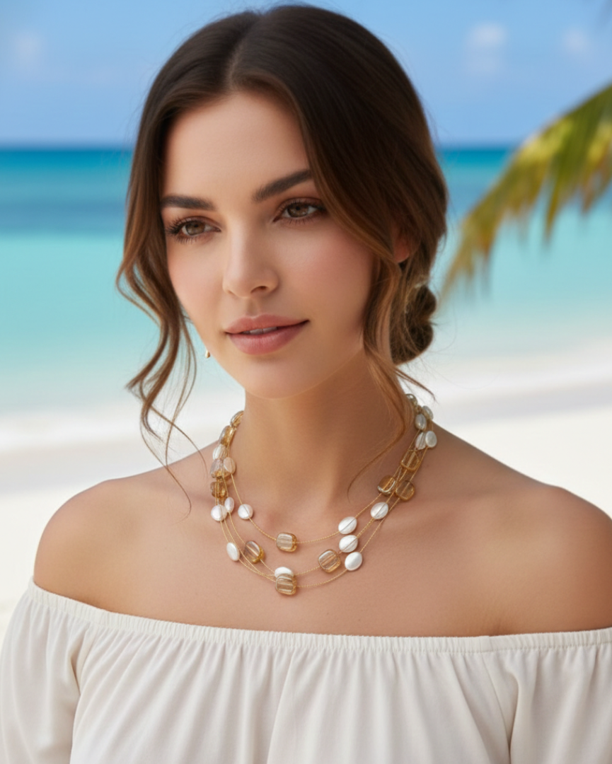Layered Pearl Lightweight Necklace PRL005