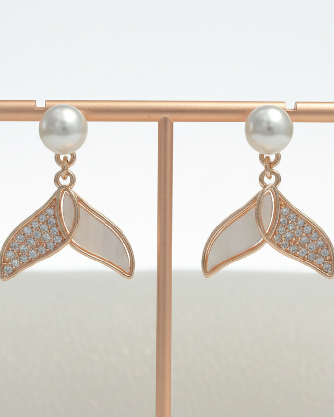 Luxury Rose Gold Pearl/Stone Earrings DFE023