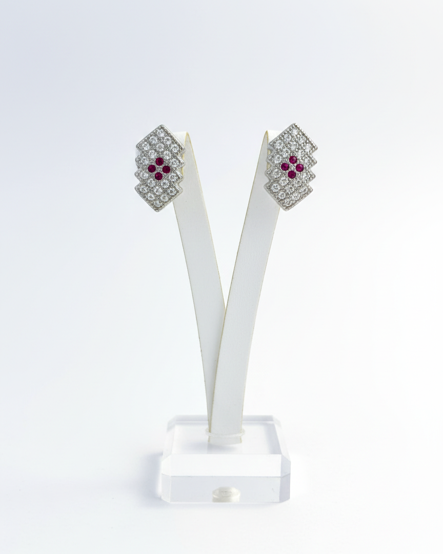 Pure 925 Art Deco Radiant Rhombus Studs 925/011