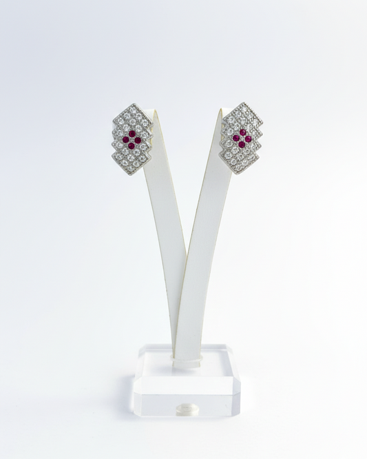 Pure 925 Art Deco Radiant Rhombus Studs 925/011