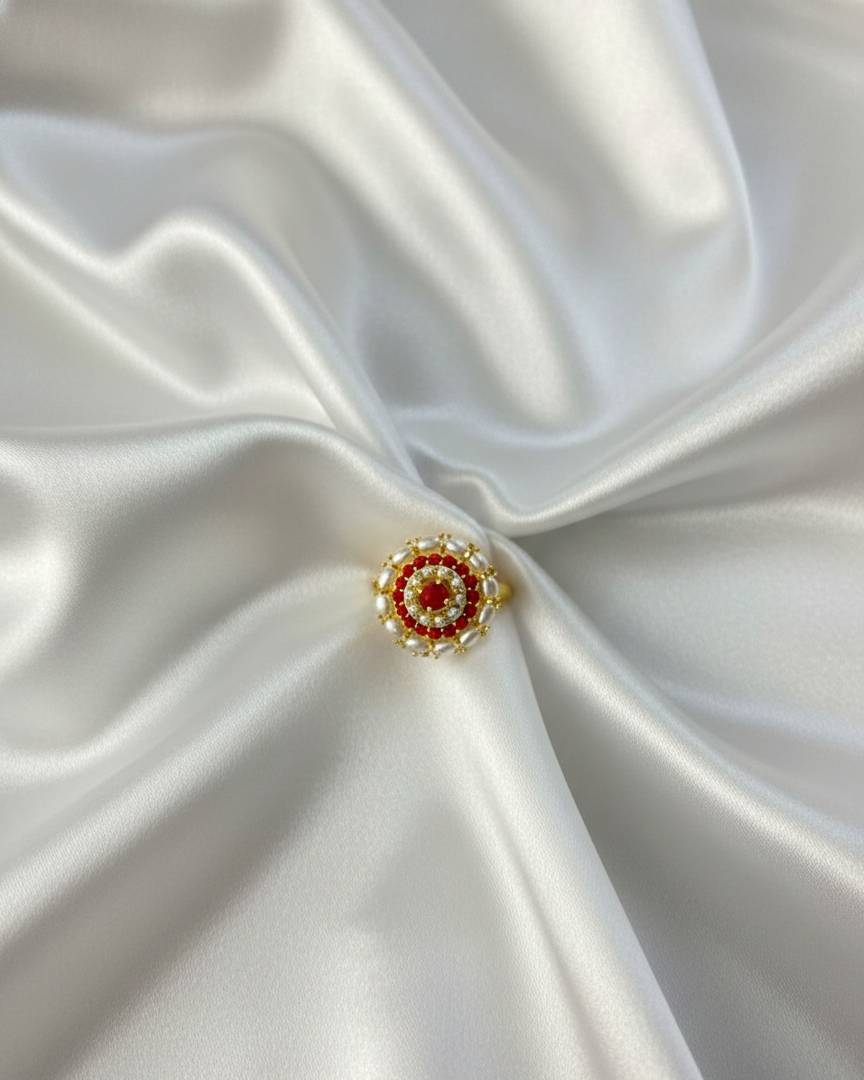 Real Pearl and Coral Ring RNG012