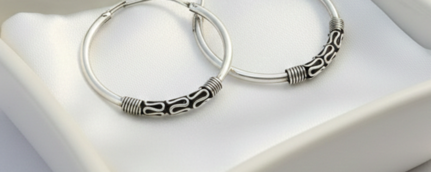 hoop925 Pure Sterling Silver Handcrafted Tribal Style Hoops. Small Size. 925/006