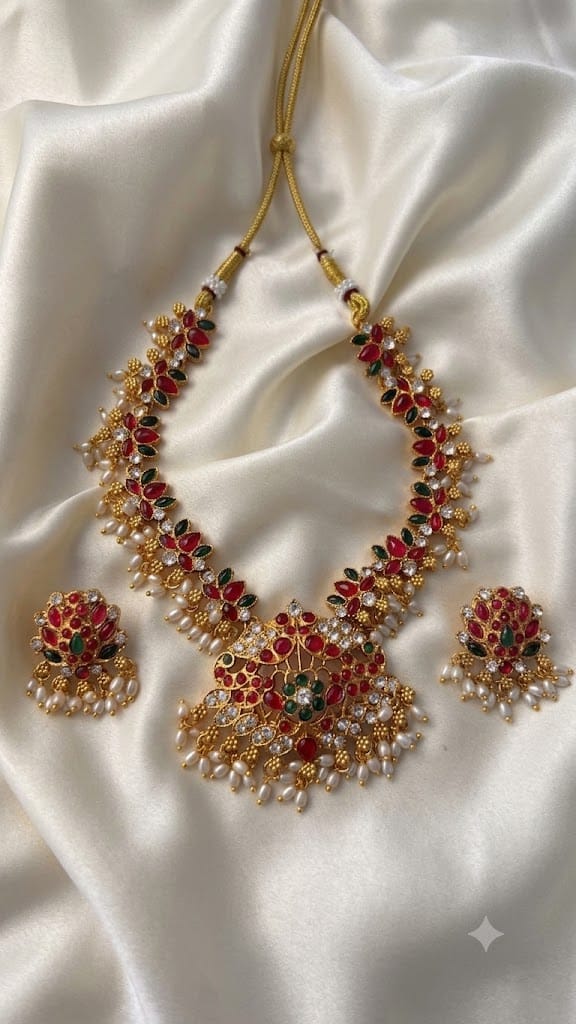 Multicolor stone Lotus Necklace LTS005