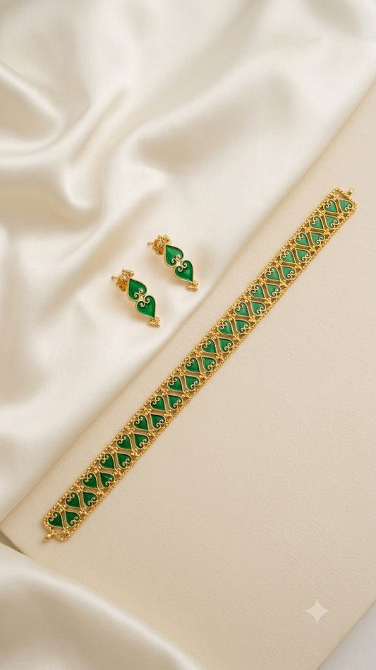 Green Enamel Painted Minimal Choker Set MIN022