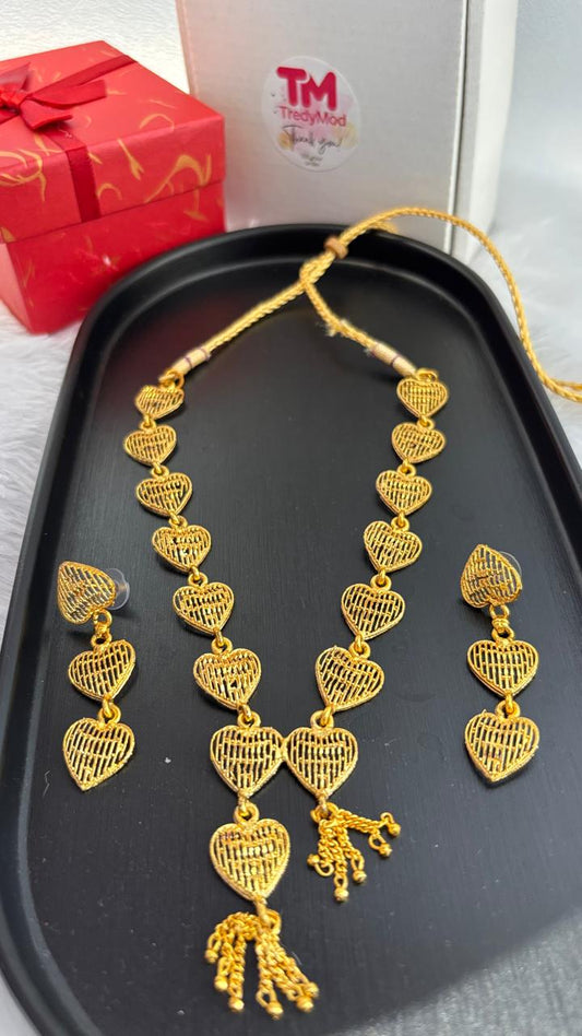 Heart Filigree Micro Gold Necklace Set MGN001