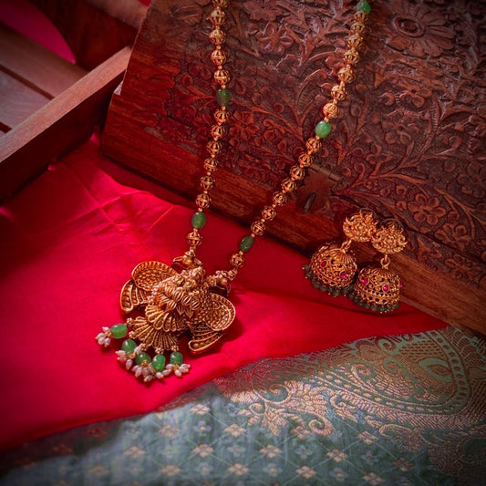 Heritage Gandaberunda Bead Necklace & Jhumka Set GND001