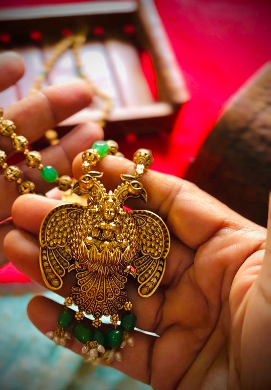 Heritage Gandaberunda Bead Necklace & Jhumka Set GND001