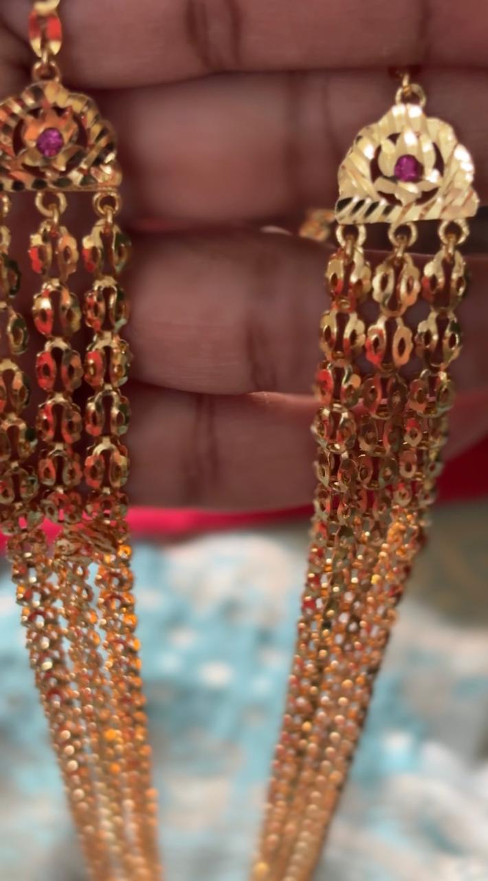 3Layer 1gm Gold Avalakki Long Necklace ALN001