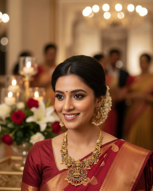 Lakshmi Pendant Peacock Necklace Set TN011