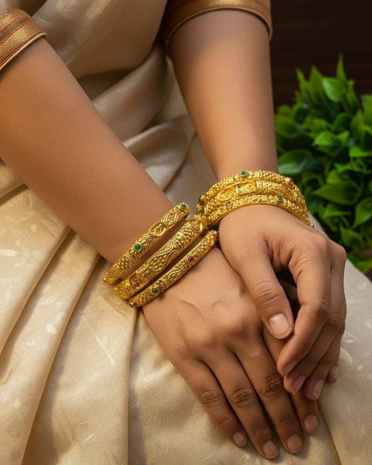 Ethnic Bridal Wear Antique Finish Bangles (Set Of 6 Piece) BNG012