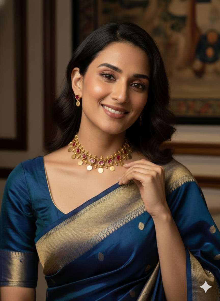 Maroon Coin Choker Necklace Set MIN011