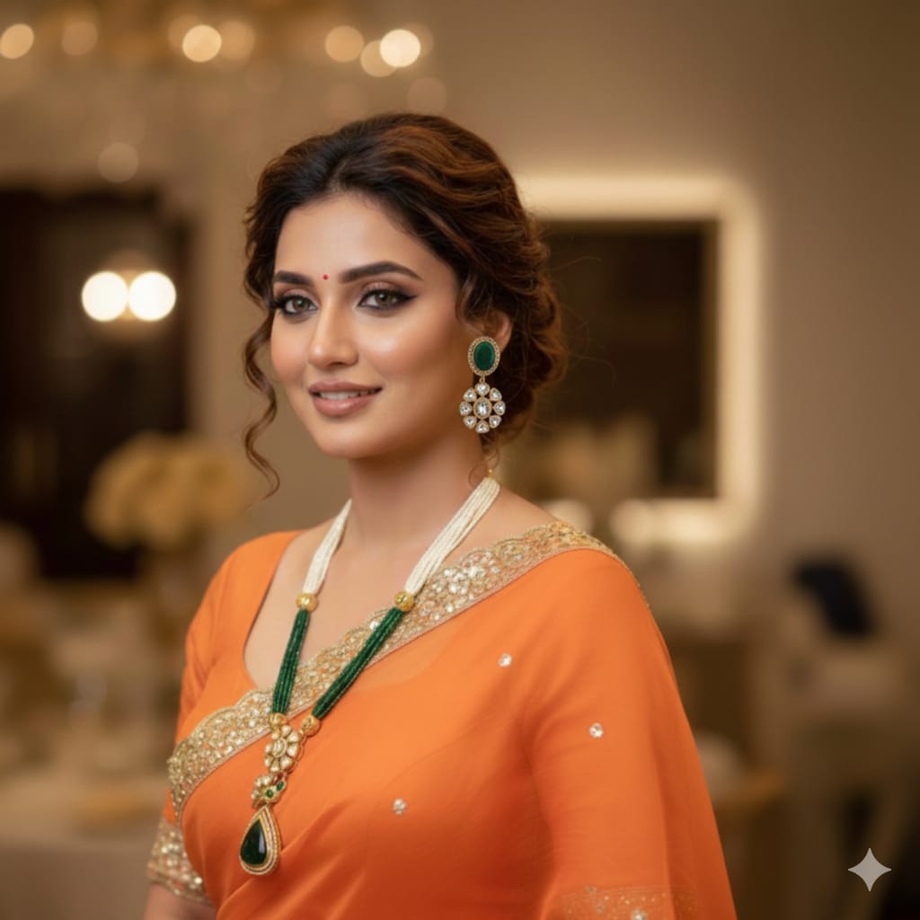 Kundan Pearl Long Necklace Set KND001