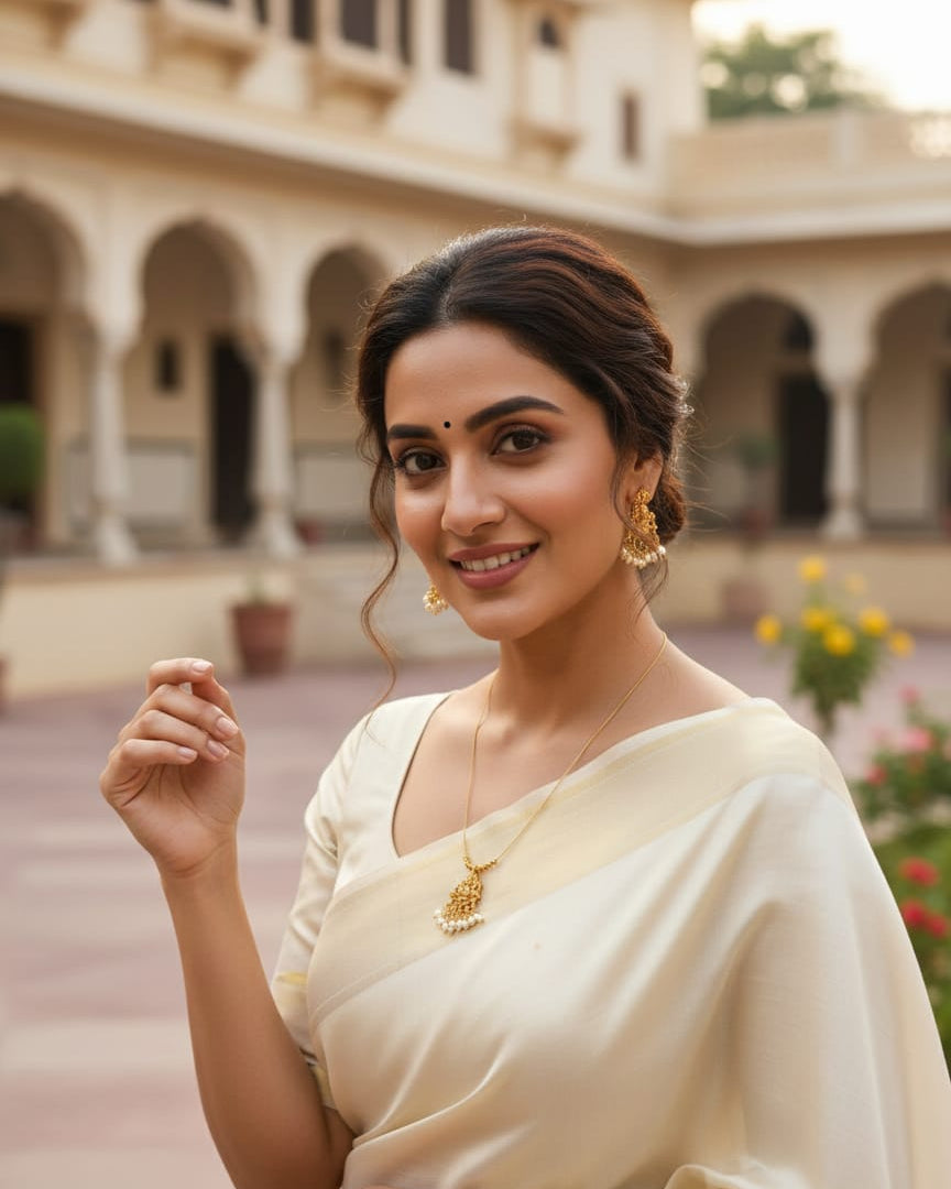 Invisible Temple pearl Necklace Set MIN012