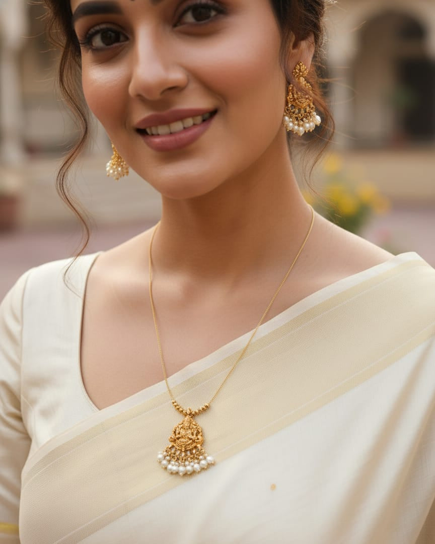 Invisible Temple pearl Necklace Set MIN012