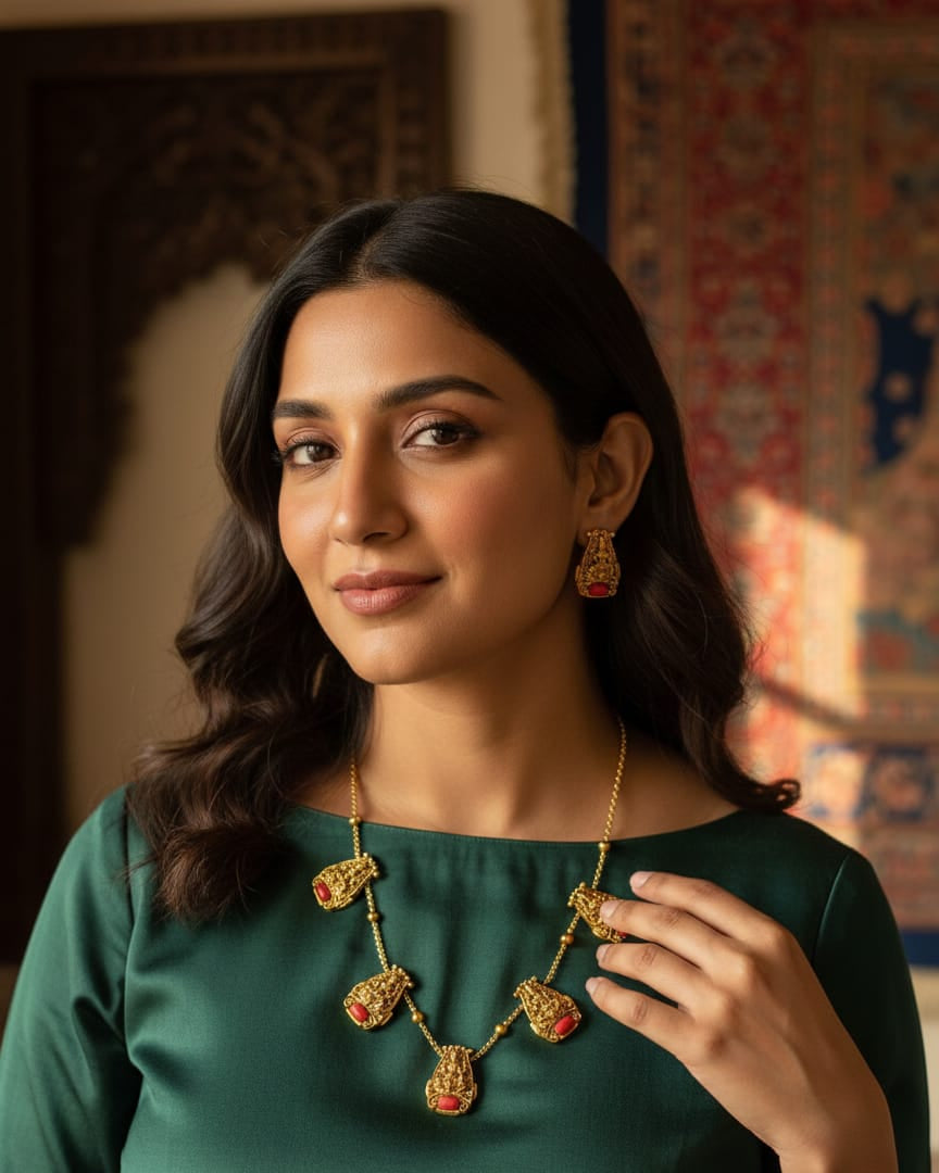 Temple Coral Necklace Set CRL001