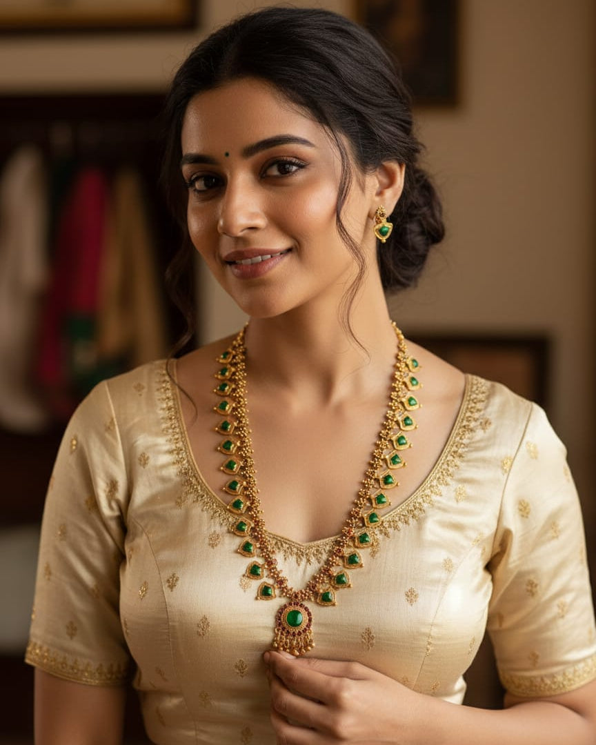 Green Enamel Long Necklace LN006