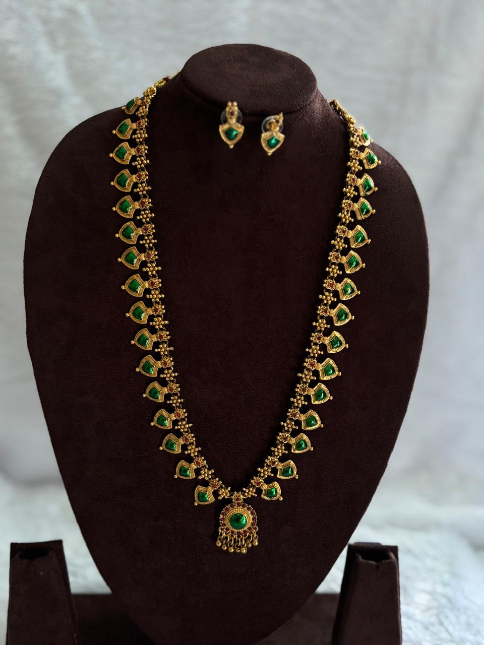 Green Enamel Long Necklace LN006