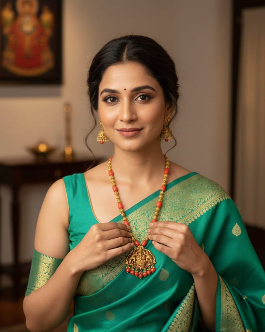 Ethnic Coral Temple Necklace Set CRL002